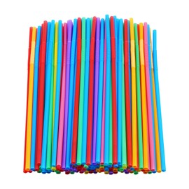 CVNDKN 200 Pcs Colorful Plastic Long Flexible Straws.(0.23'' diameter and 10.2" long)