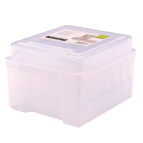 Vaessen Creative Storage Lid and 6 Small Transparent Tins Plastic Sorting Box for Storing Craft Accessories, Photos and Other Utensils, 21 x 18.5 x 14 cm, 21 x 18,5 x 14 cm