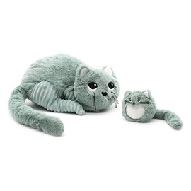 Les Déglingos - PTIPOTOS - MIAU the Cat Mama Baby - Very Soft Plush Toy Birth - Mint Green - 33cm