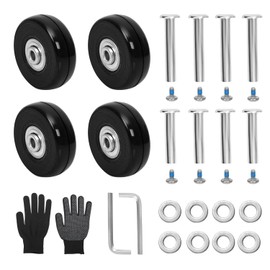 45mm x 18mm Luggage Replacement Wheels Set 4Pcs Rubber Swivel Caster Wheels with 30mm/35mm Axles and Repair Kit for Luggage Bags Trolley Case…