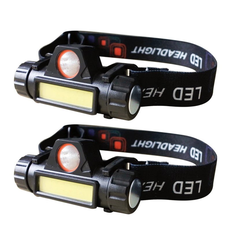 2x 1200000LM LED Headlamp Rechargeable Headlight Zoom Head Torch Lamp