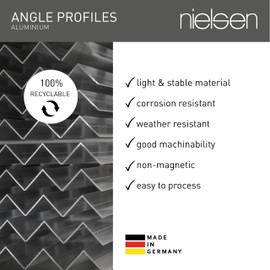 nielsen nielsen Aluminium L-Shaped Angle Profile, Matt Anodized, 2000x10x10 mm, Thickness 1mm, Length 2m, Corner Trim, Edge Protection, Finishing and Decoration
