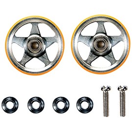 Tamiya 95385 Mini 4WD Specially Designed Product 19 mm 5 Spoke Aluminum Bearing Roller With Orange Plastic Ring Attached