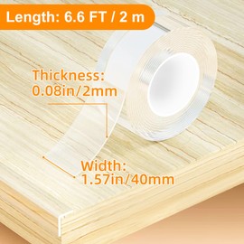 1.57 in x 6.6 FT,Clear Edge Protector Strip Sharp Edge Wrap Cover Tape,Self Adhesive Protective Bumper Guards for Cabinet Door Desk Glass Table Bed Furniture, Kitchen Countertop, Waterproof