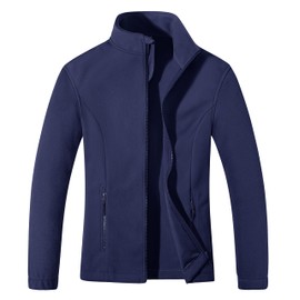 MAGCOMSEN Navy Blue Fleece Jacket for Women Zip Up Coats Lightweight Soft Warm Long Sleeve Comfortable, L