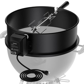 Charkettle Rotisserie Ring Kit Compatiable with Weber 18" Charcoal Kettle Grills and Other Similar Kettle Grills, Black Coated Steel BBQ Grill Rotisserie Kit