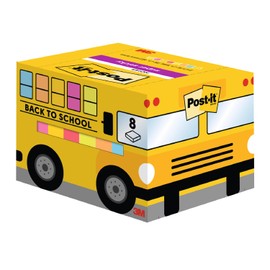 Post-it Back to School Bus mit Super Sticky Notes, Großpackung zum Schulanfang, 8 Blöcke, 90 Blatt pro Block, 63,5 mm x 76 mm-Haftnotizen in verschiedenen Farben, Schulgeschenke, für Schüler & Lehrer