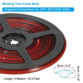 PATIKIL Caulking Trim Strip, 16.5 Ft Corner Peel and Stick Wall Molding Edging Waterproof Self-Adhesive Trim Caulk Strip for Ceiling Countertop Toilet Tile Tub, Black