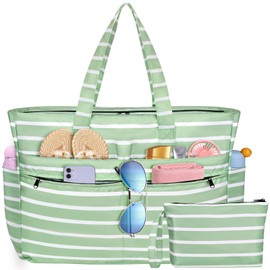 HUANLANG Beach Bags for Women Vacation Waterproof Beach Tote Bag Extra Large, Pool Bag with Zipper & Wet Pocket