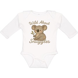 inktastic Wild About Snuggles Cute Koala Design Long Sleeve Creeper 12 Months 0020 White 45aec