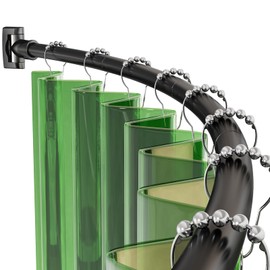 AmazerBath Arched Curved Shower Curtain Rod, 20-79 Inches Heavy Duty Shower Rod Rust Proof Bathroom Curtain Rod, Adjustable Telescoping Design Easy Segmented Installation, Need to Drill, Black