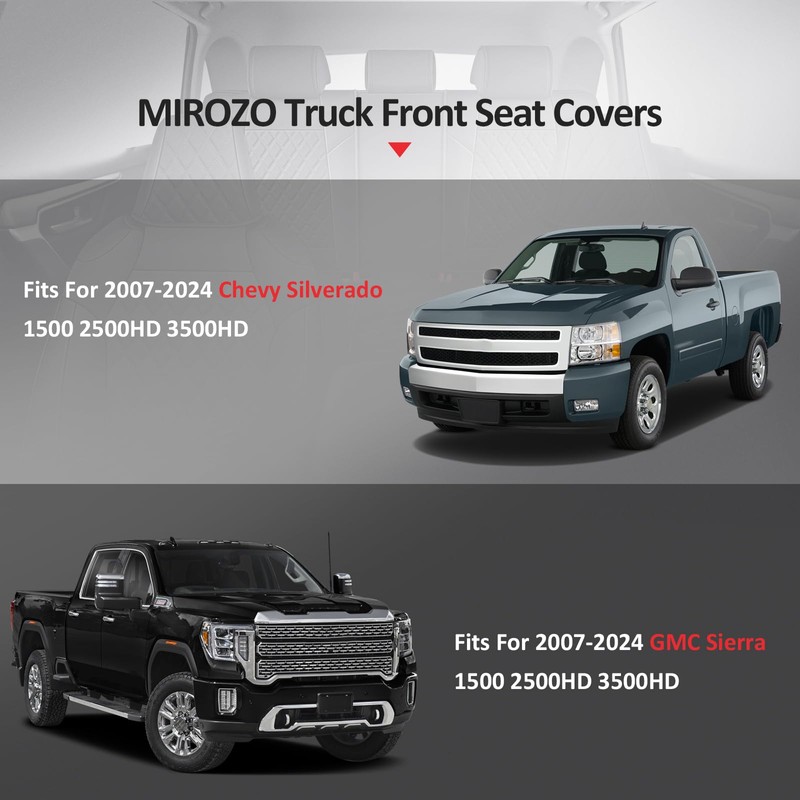 MIROZO 2PCS Front Silverado Seat Covers,Waterproof Truck Seat Covers Compatible