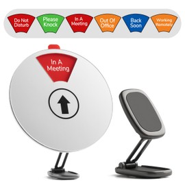 Office Desk Sign with Stand, 6 Options Do Not Disturb Privacy Wheel Sign, Acrylic In a Meeting Sign with Magnetic, Office Table Decor for Business Work(6inch,Silver1)