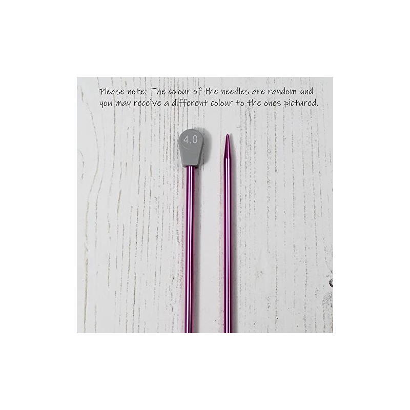 Coloured Knitting Needles Aluminium Metal Knit Pins 4mm x 35cm