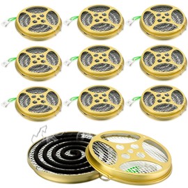 Rtteri 10 Pcs Mosquito Coil Holder Portable Metal Incense Burner for Outdoor Patio Pool Side Deck Camping Hiking Accessories