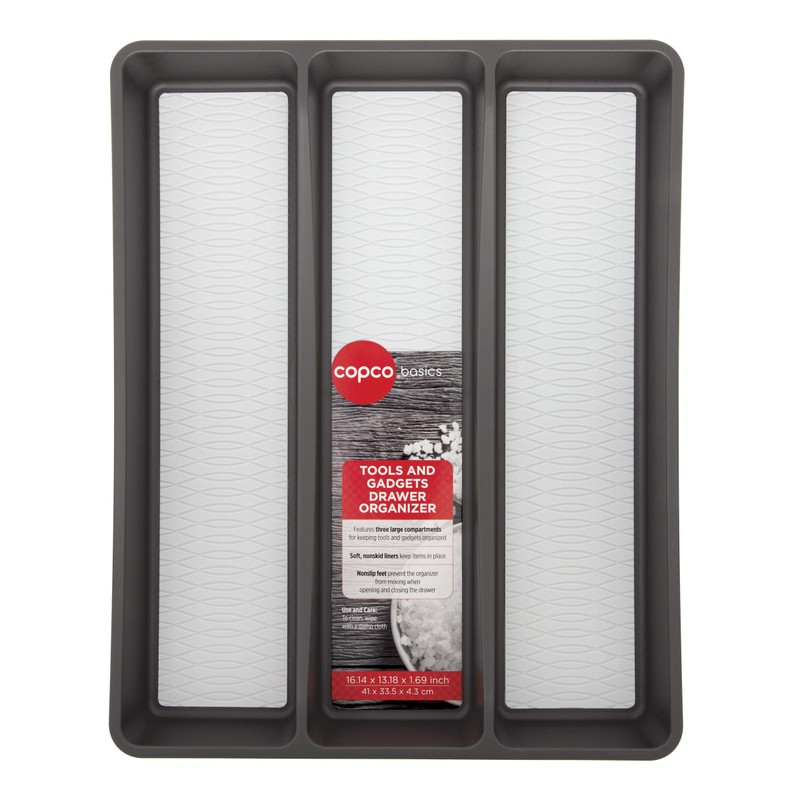 Copco Basics 3 Compartment Organizer, Charcoal Gray/Light Gray