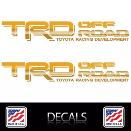 Toyota (2) TRD OFF ROAD Decals Stickers Gold Die cut Vinyl Toyota Tacoma Tundra 4Runner