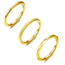 MILACOLATO 3Pcs Gold/Silver Rings for Women Girls Minimalist 18K Gold Silver Plated Filled Ring Set Delicate Stackable Knuckle Finger and Thumb Band Rings Jewellery