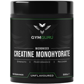 Gym Guru® Creatine Monohydrate Powder, Unflavoured, Micronized | 500g | Boost Muscle Growth, Strength & Recovery | Easily Dissolves, No Flavour | Enhance Performance & Lean Mass On Creatine | Vegan