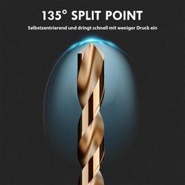 CAVATINY Precision Drill Twist Drill Bit Set | 19 Pieces | HSS-E M35 Cobalt Metal Drill Bit Set | 1-10 mm 0.5 mm Steps | DIN 338 | for Stainless Steel, Aluminium, Wood | Self-Centring for Metalworking