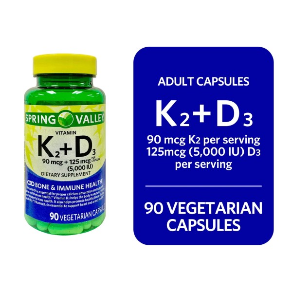 Unbranded Spring Valley Vitamin K2 (90mcg) + D3 (125mcg) Vegetarian