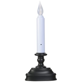Battery Operated LED Flameless Window Candle Aged Bronze/Black Finish with Dusk to Dawn Sensor and White Flame