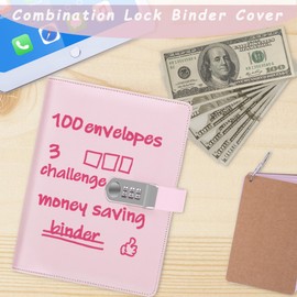 Antner 100 Envelopes Money Saving Challenge Binder with Lock, A5 Savings Binder Challenge Book Budget Planner with Cash Envelopes for Money Saving - Password Lock to Protect Cash Security, Pink