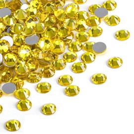 12 Grids Yellow Resin Flat-Back Nail Rhinestones 2mm-6mm Assorted Sizes - Shiny Nail Art Gems for DIY Manicure, Salon Professional Nail Decorations for Girls Woman Nail Salon Supplies