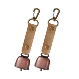 Bear Bell - 2 Pack - Black / Apricot / Caramel - Magnetic Silencer - Loud - Leather Strap - Safe and Safe - For Camping, Climbing, Hiking (Apricot)
