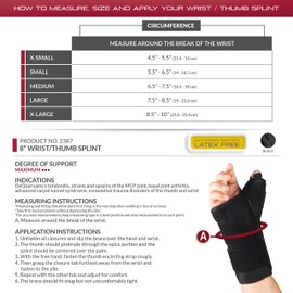 OTC Wrist Thumb Splint, 8-Inch, Select Series, X-Large (Left Hand)