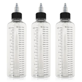 Mzario 3 PCS Hair Oil Bottle for Hairs Dye 8 Oz Refillable Empty Applicator Bottle for Hair Scalp Root Dye Pet Plastic Empty Squeeze Hairs Oil Container with Graduated Scale and Twist Top