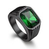 Bandmax Mens Stainless Steel Black Rings Size 13 Emerald Ring