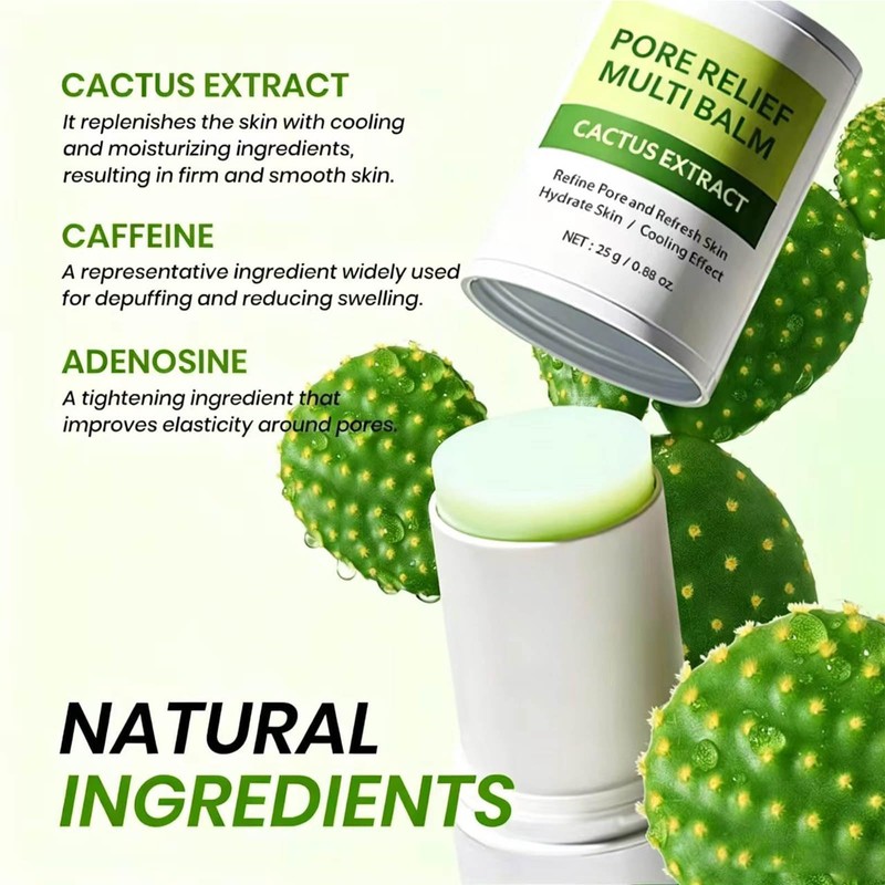 Maxzitank Pore Relief Multi Balm, Cactus Extract Facial Solid Balm,