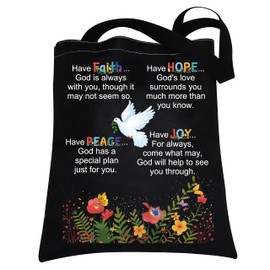 Christian Canvas Tote Bag Bible Tote Bags For Women Faith Christian Religious Bible Verse Gifts Hope Peace Joy Reusable Bags (christian tote bags)