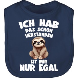 Shirtracer - Baby Bib - Ich hab das schon verstanden ist mir nur egal Funny Saying Sloth, 2 Navy Blue