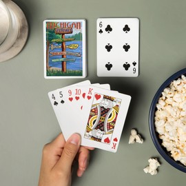 Lantern Press Petoskey, Michigan, Destinations Sign (52 Playing Cards, Poker Size Card Deck with Jokers)