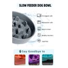 Slow Feeder Dog Bowls with Wooden Stand, Ceramic Fun Slow