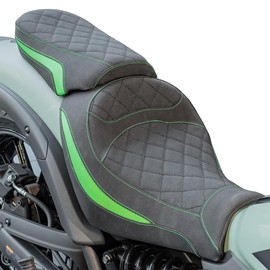 Motorcycle Leather Front Driver Rear Passenger Seat Cushion Pad Set fit for Vulcan S EN650 VN650 2015 2016 2017 2018 2019 2020 2021 2022 2023 Pressure Relief Soft Pillion Saddles, Green