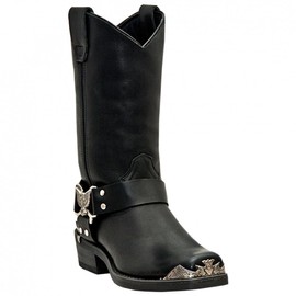 Dingo Mens Chopper Pull On Square Toe Motorcycle Casual Boots Mid Calf - Black - Size 9.5 2E_M