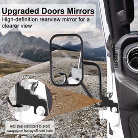 LivTee Upgraded Mirrors Doors Off with Blind Spot Mirror, Anti-Shake Side View Mirrors Fit for Jeep Wrangler JT and JL 2018-2024, Wider View More Fixed and Easy-Install, Car Exterior Accessories-2PCS