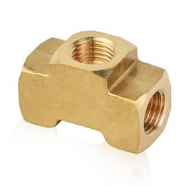 MuRealy 3-Way Female Brake Line Tee Union Fitting - Upgraded High Pressure 3/16 Brake Line Fitting, Brass Inverted Flare Tee Fitting for Fuel/AIR/Lquid/Gas (3/8-24 Thread)