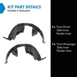 TRQ TRQ Front Inner Fender Liner Set Compatible with 2017-2020 Nissan Rogue NI1248158 NI1249158