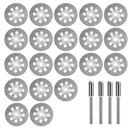 Round Hole Mini Diamond Cutter, Set of 24, Diamond Grade, Grinding Cutter, Mini Cutter, Diameter 0.9 inch (22 mm), 0.1 inch (3 mm) Axis, Rotary, Excellent Heat Dissipation, Mini Router, Router