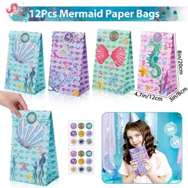 Golray 96Pcs Mermaid Party Favors Gift Bags Mermaid Necklace Bracelet Rings Hair Clip Stampers Tattoo Tail Keychain Girls Mermaid Birthday Party Supplies Prize Gift Pinata Stuffers Goodie Bag Fillers