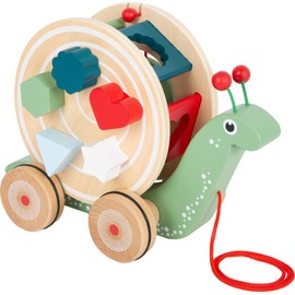 Small Foot Wooden Pull-Along Toy Snail Motor Skills Toy for Learning to Walk for Children from 12 Months, 11734, Multi-Colour