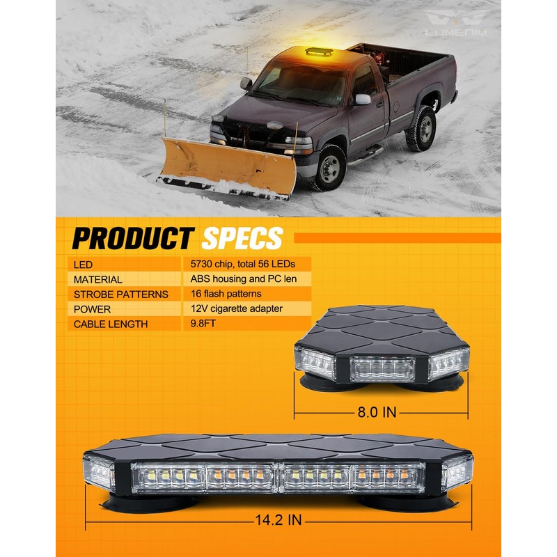 LUMENIX 56 LED Roof Top Strobe Beacon Lights Bar Rooftop