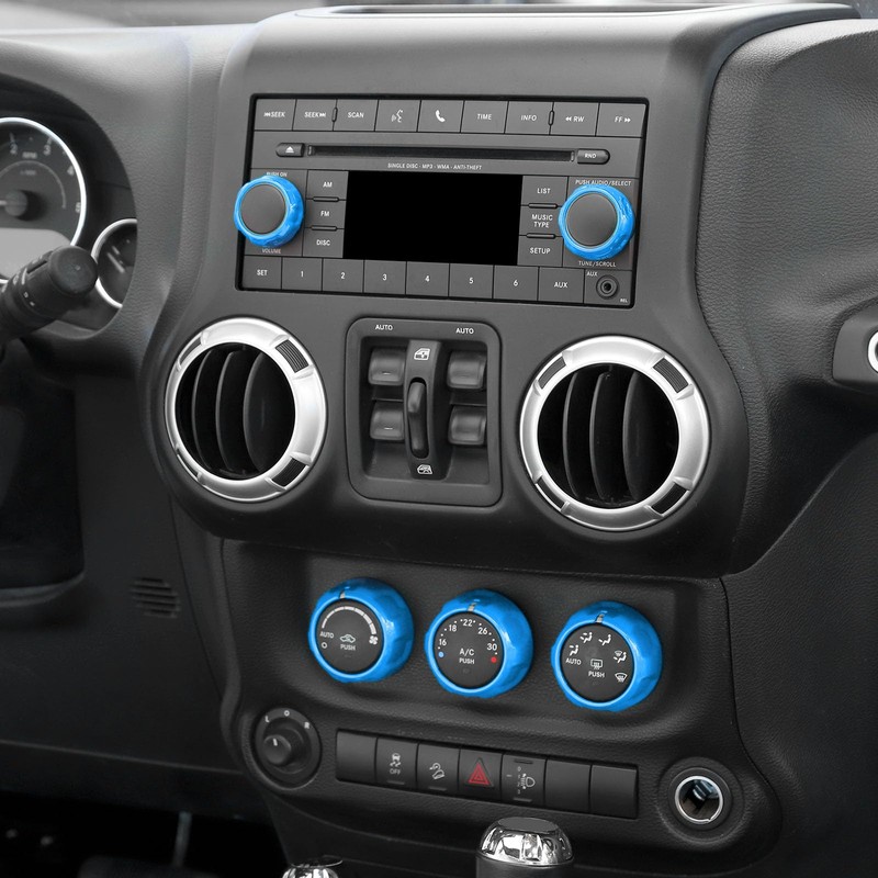 JOSHELA for Jeep JK Radio Audio AC Knob Cover Trim