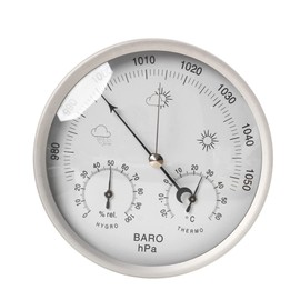 Artispro Barometer, Hygrometer, Thermometer, Analog, Stylish, Room Thermometer, Weather Meter, High Precision, Metal, Wall Mounted, Compact, Easy to Read, Small, Silver