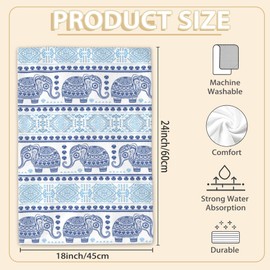 Vintage Ethnic Elephant Hand Towels Set of 2 Soft Guest Bath Towel Absorbent Drying Cloth Hand Towel Bathroom Decorations Thin Kitchen Tea Dish Towels