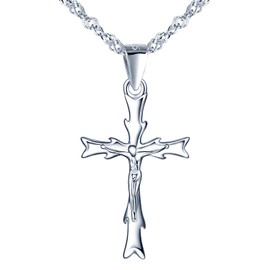 Unendlich U Damen Mädchen Halskette 925 Sterling Silber Zirkonia Jesus Kreuz Anhänger Kettenanhänger Kette mit Anhänger Schmuck Geschenk für Weihnachten,Silber